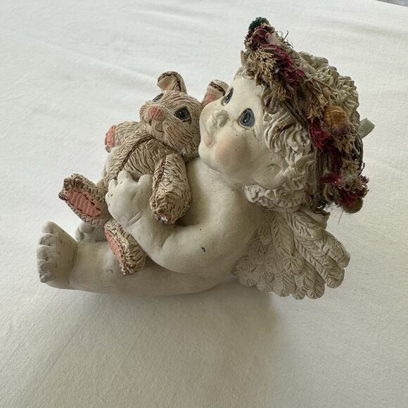 Dreamsicles 10367 Love My Bunny Figurine by Kristin 1997 Cast Art Angel Wings - Picture 2 of 5